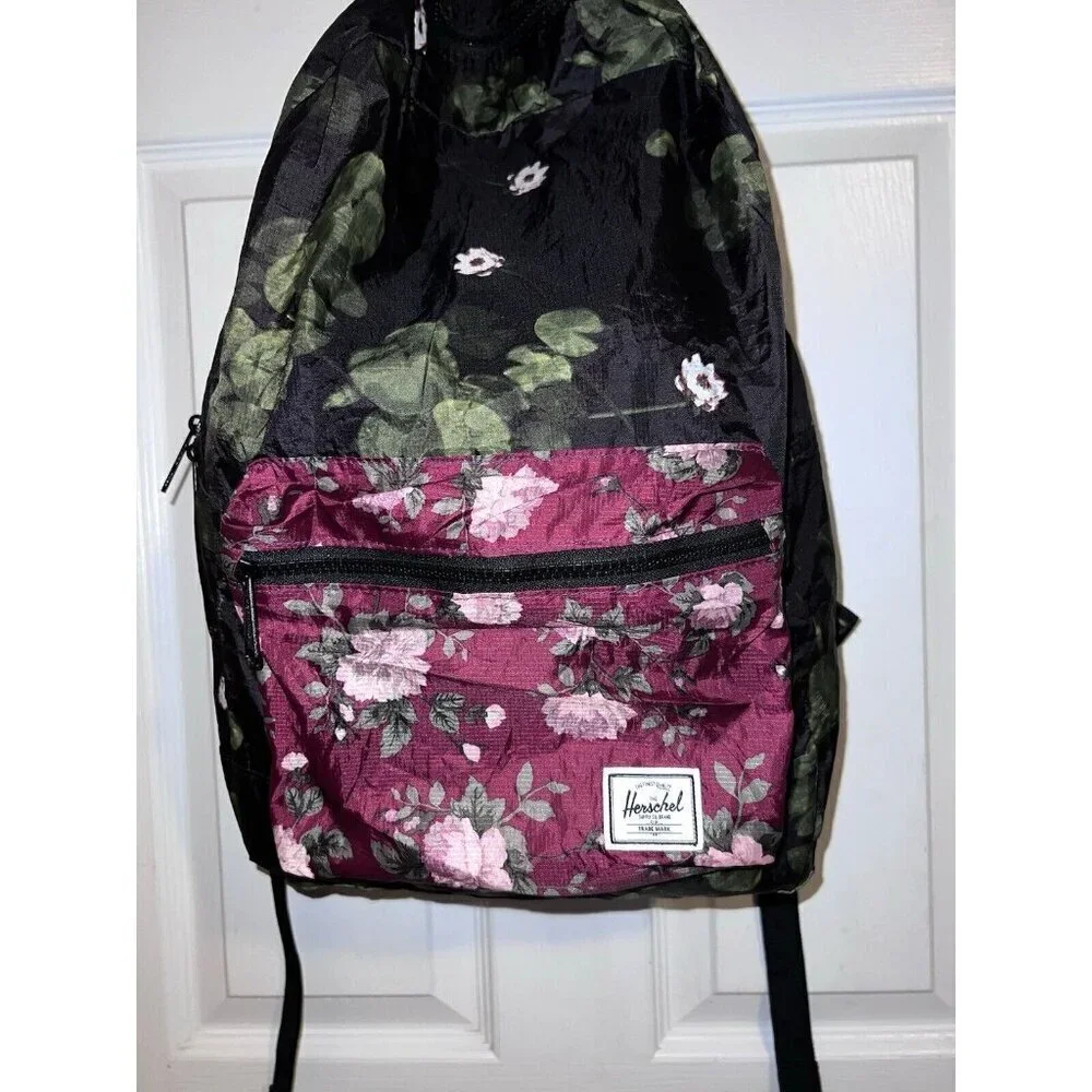 HERSCHEL Nova Standard Backpack Floral Black Maroon Bookbag